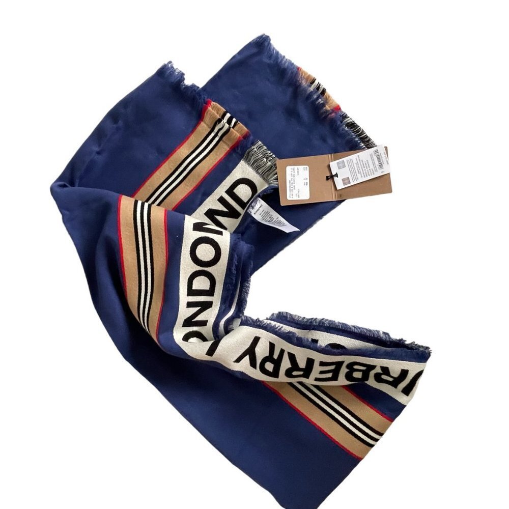 Burberry England Striped Blue Heritage  Scarf, 185cm X 100cm, XL size - Picture 13 of 16